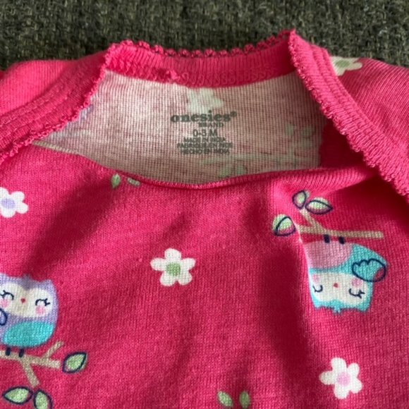 Baby Pink Onesie with Owls 0-3M - Picture 3 of 4
